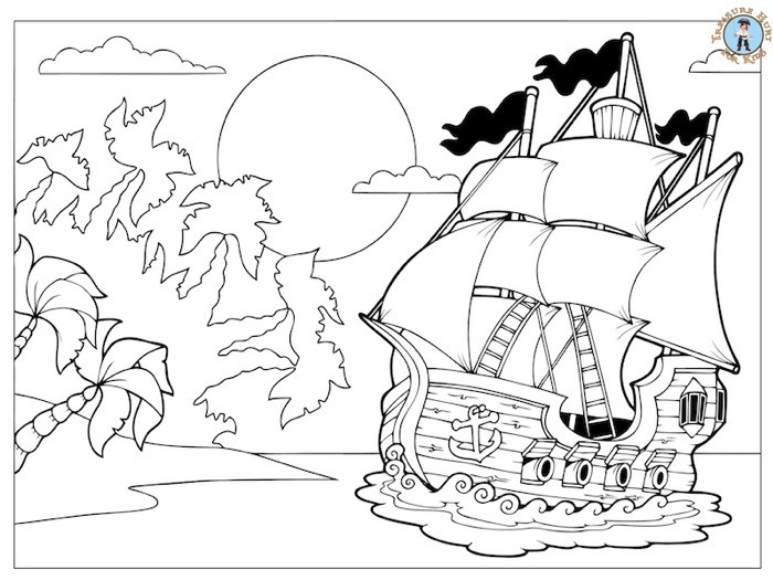 Pirate coloring book pages